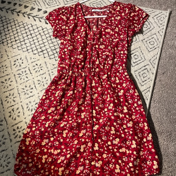 kimchi blue red floral dress Kimchi Blue Floral Ruffle Wrap Midi Dress